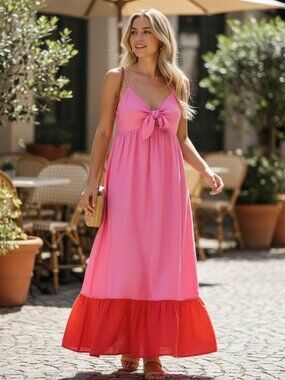 long chiffon summer dress PLEATED SLEEVE TEA LENGTH GOWN CDCD242S Make a bold statement tiered sleeve dress Clearance: Calvin Klein Dresses Size:S/UK10/EU38/US6